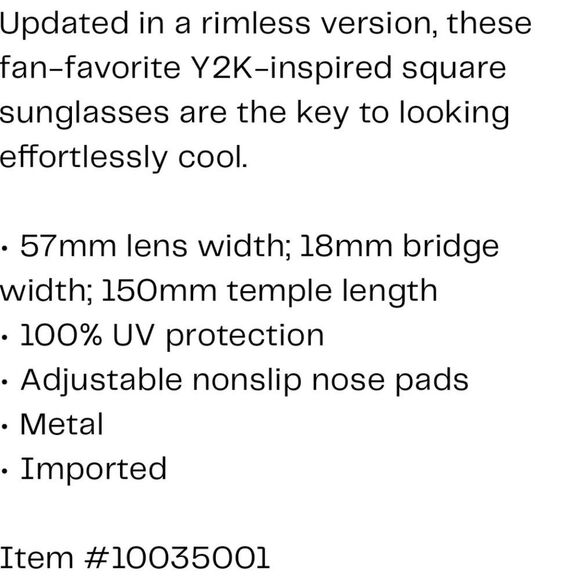 Quay Australia TTYL Rimless 43MM Square Sunglasses- Gold - Picture 3 of 8